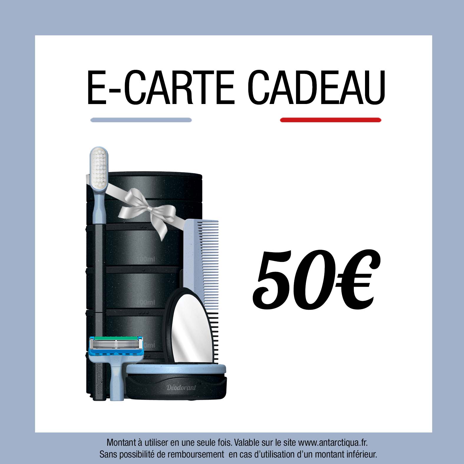E - carte-cadeau a utilise sur le site Antarctiqua d'une valeur de 50€