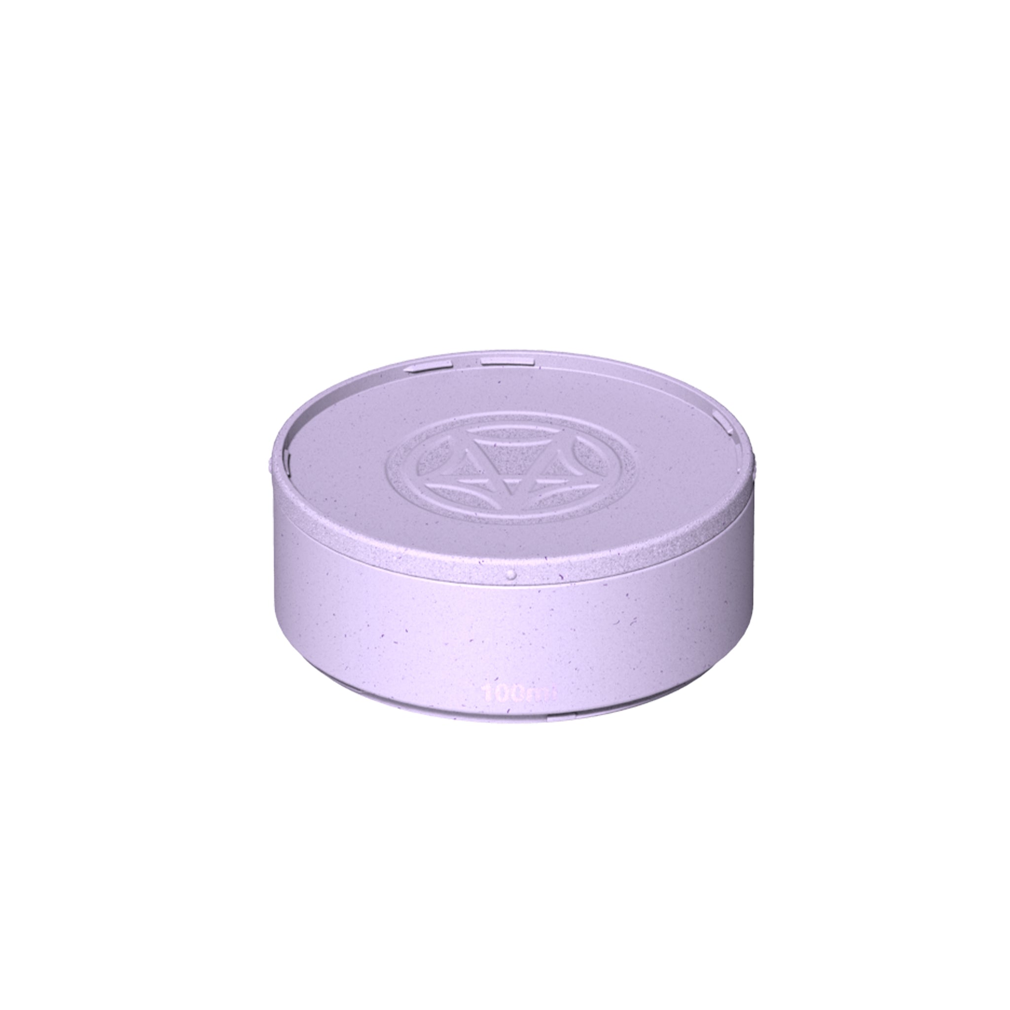 Module de 100ml fermé de couleur lilas sur fond blanc